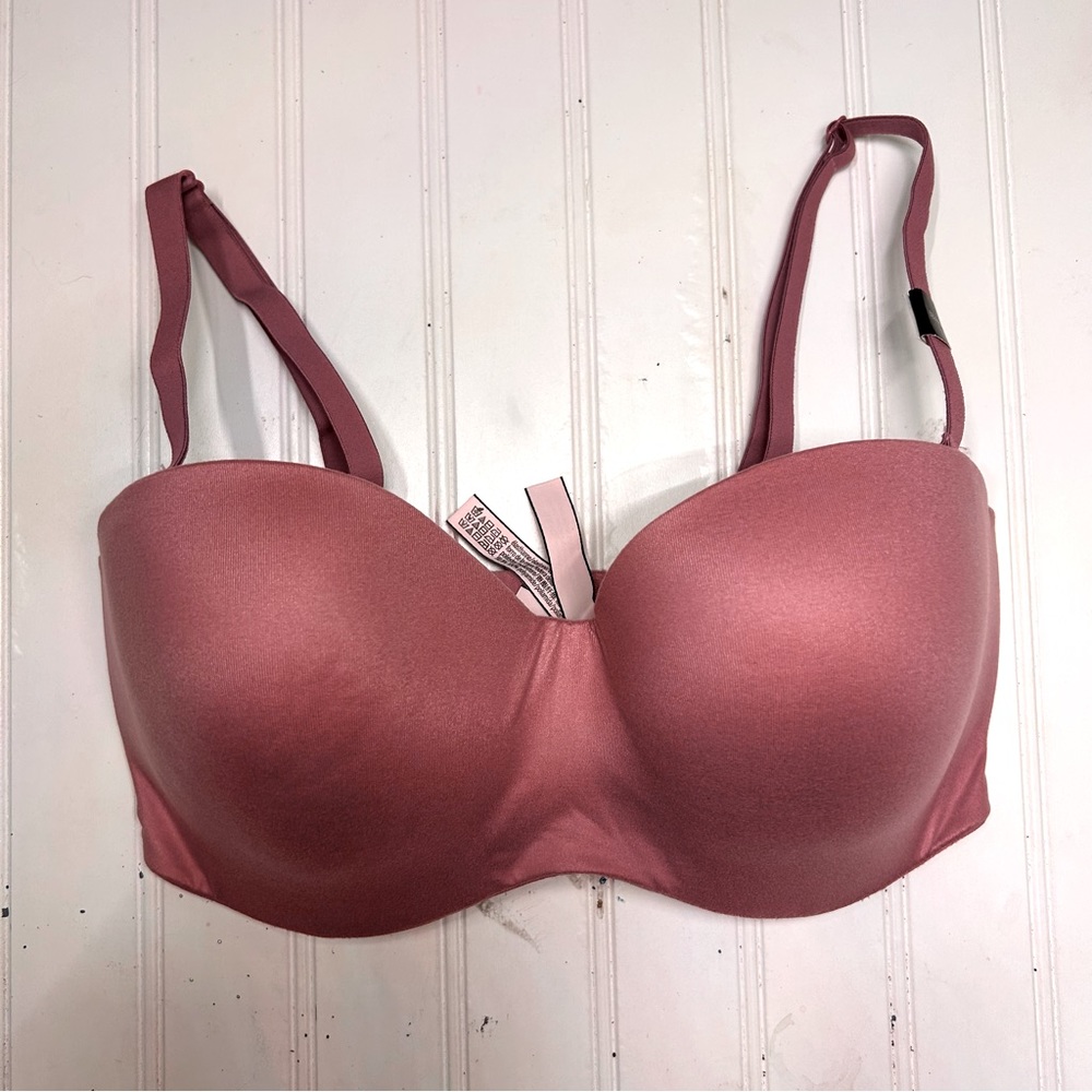 Victorias Secret Body By Victoria Lined Strapless Bra 32DDD Mauve Pink New